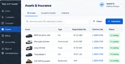Redesigned fictional interface: Contract-related asset details