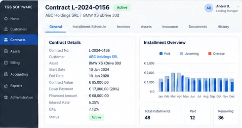 Redesigned fictional interface: Repayment and contract details