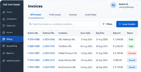Redesigned fictional interface: Invoice processing view